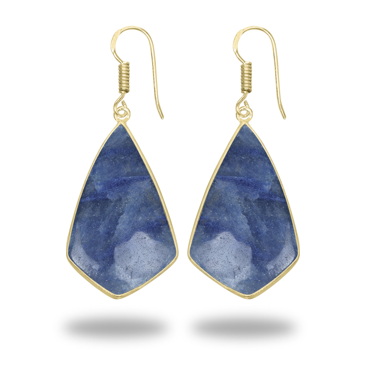Blue Aventurine Earrings – 18K Gold-Plated Bezel, Handmade Minimal Design | Made to Order
