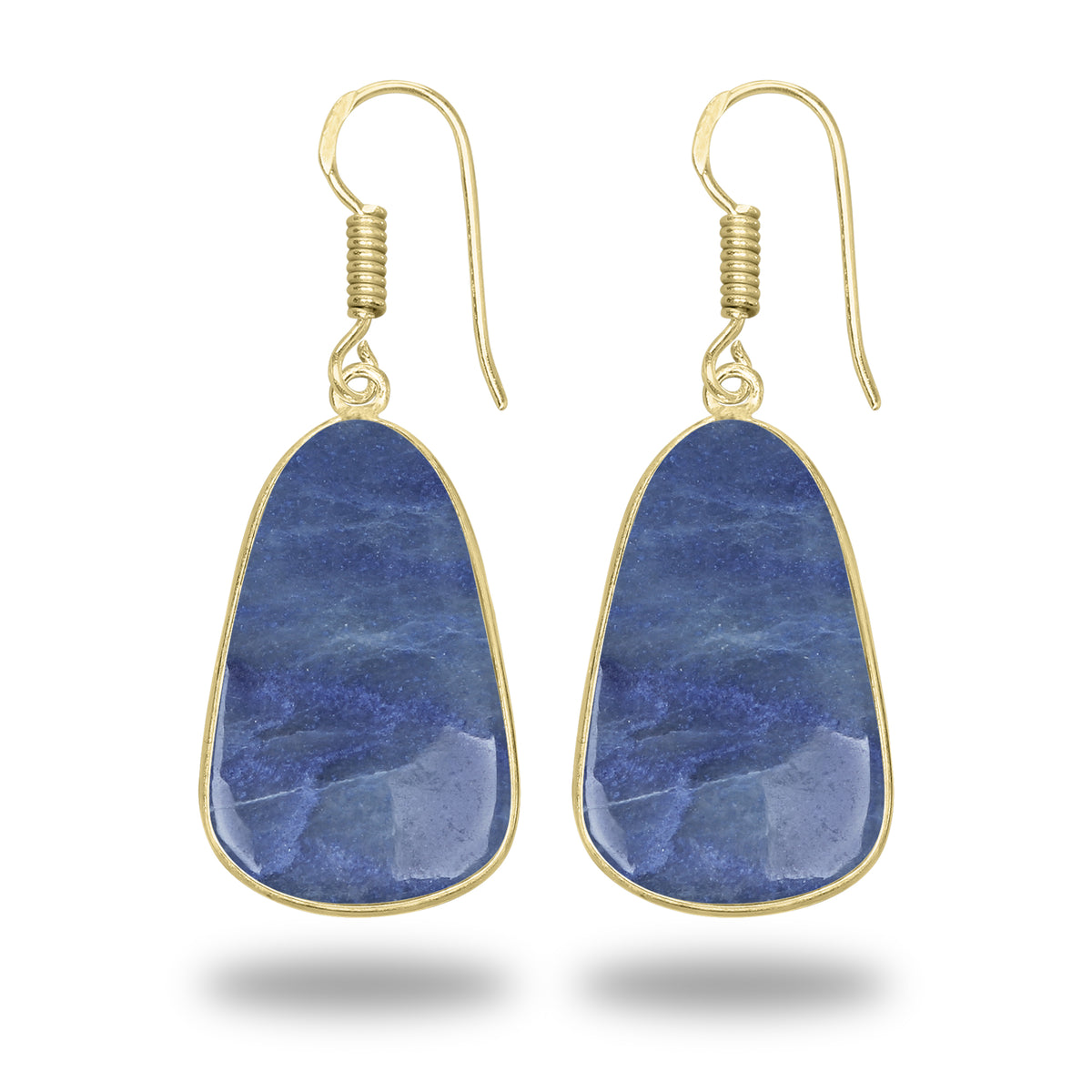 Blue Aventurine Earrings – 18K Gold-Plated Bezel, Handmade Minimal Design | Made to Order