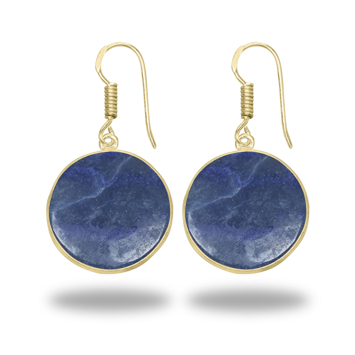 Blue Aventurine Earrings – 18K Gold-Plated Bezel, Handmade Minimal Design | Made to Order