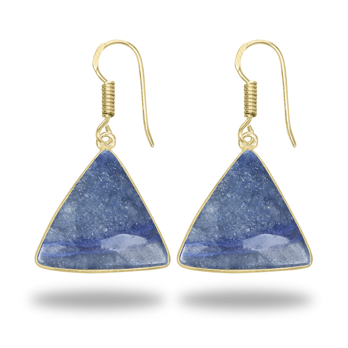 Blue Aventurine Earrings – 18K Gold-Plated Bezel, Handmade Minimal Design | Made to Order