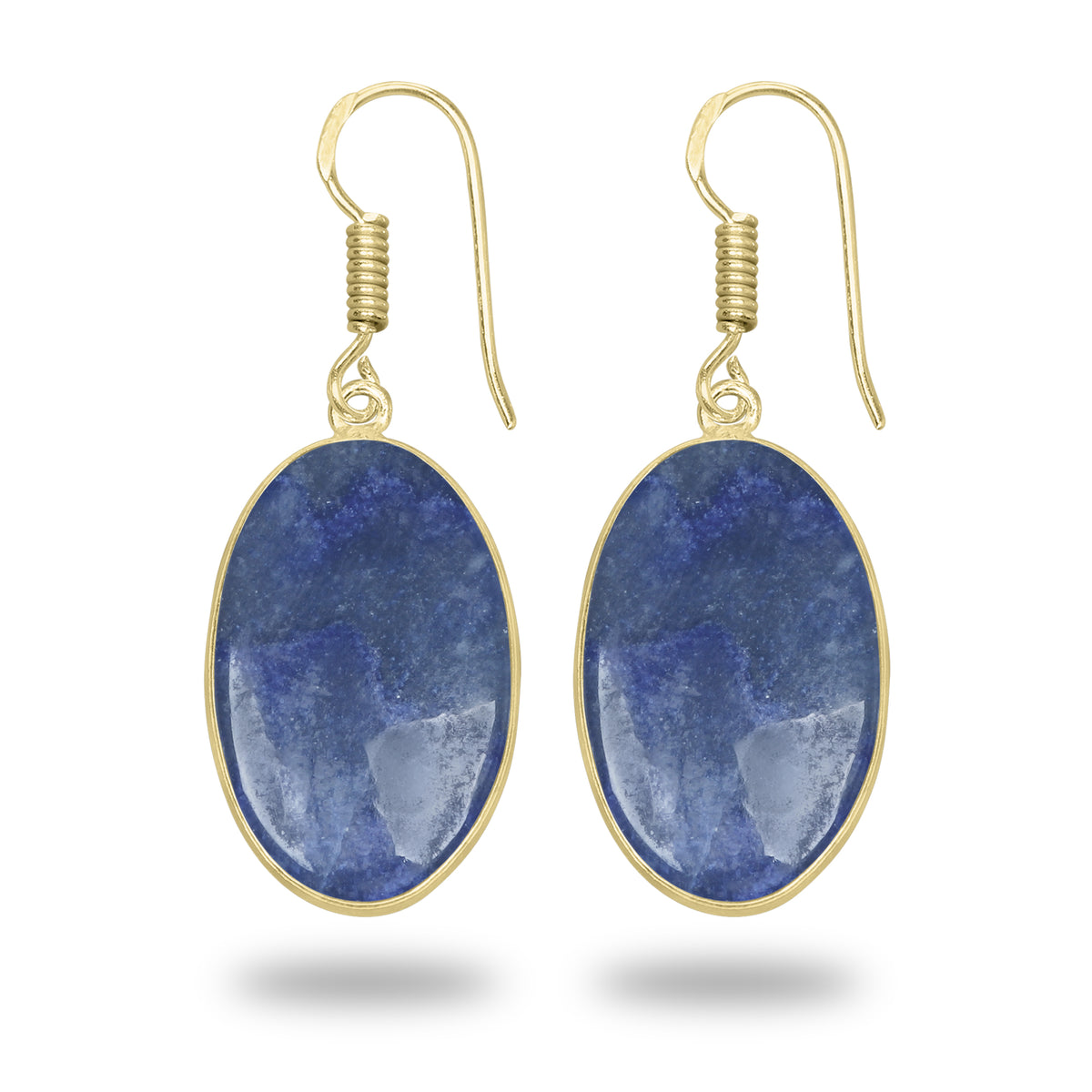 Blue Aventurine Earrings – 18K Gold-Plated Bezel, Handmade Minimal Design | Made to Order