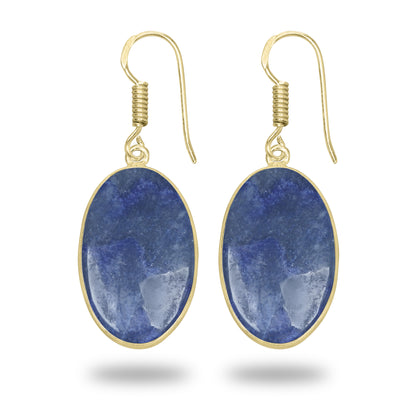 Blue Aventurine Earrings – 18K Gold-Plated Bezel, Handmade Minimal Design | Made to Order