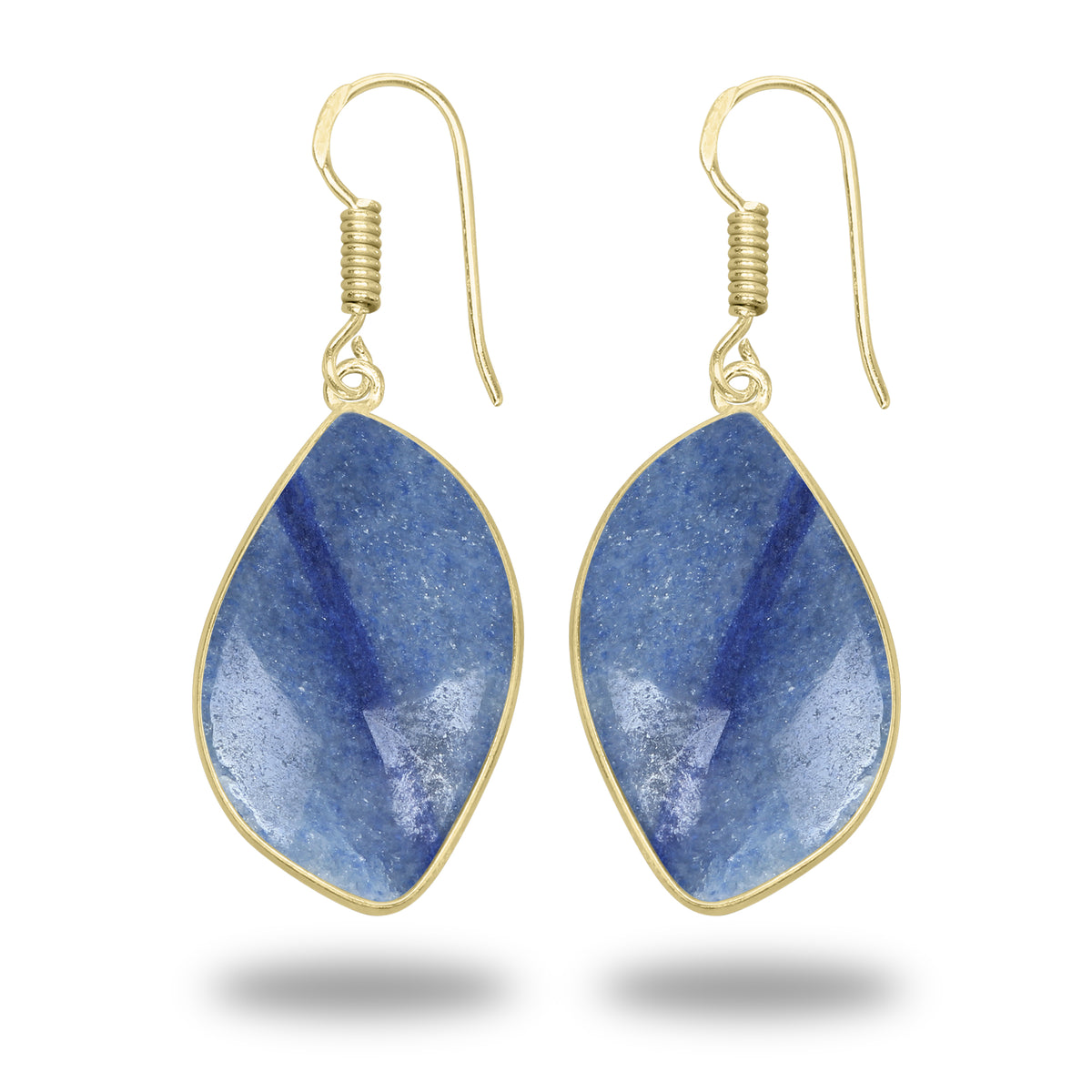 Blue Aventurine Earrings – 18K Gold-Plated Bezel, Handmade Minimal Design | Made to Order