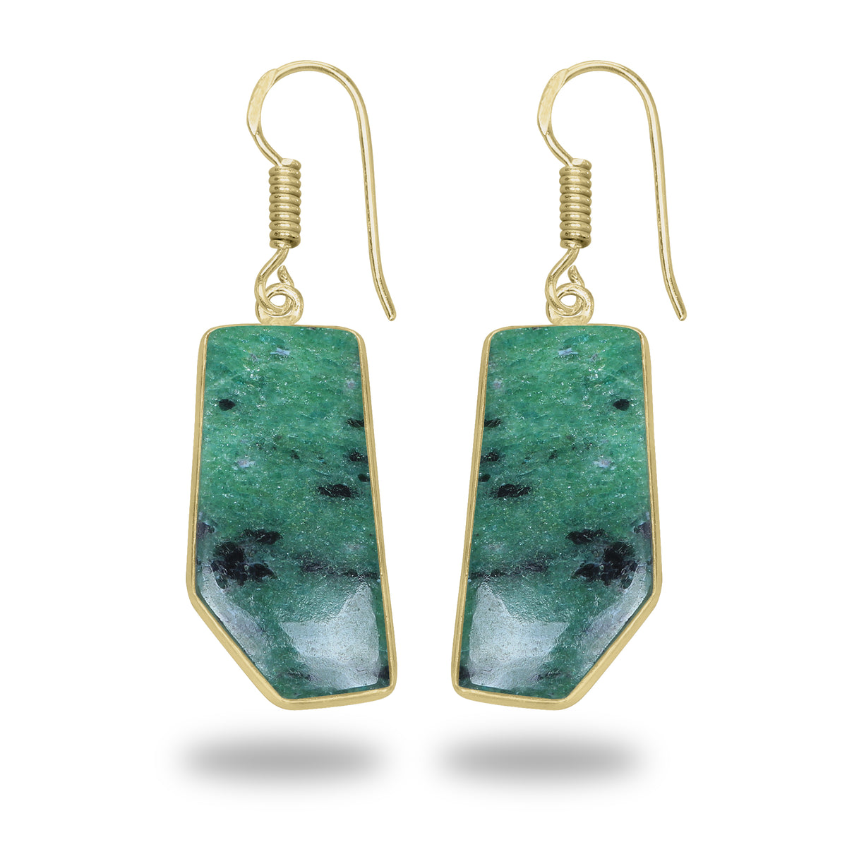 Ruby Zoisite Earrings – 18K Gold-Plated Bezel, Handmade Minimal Design | Made to Order