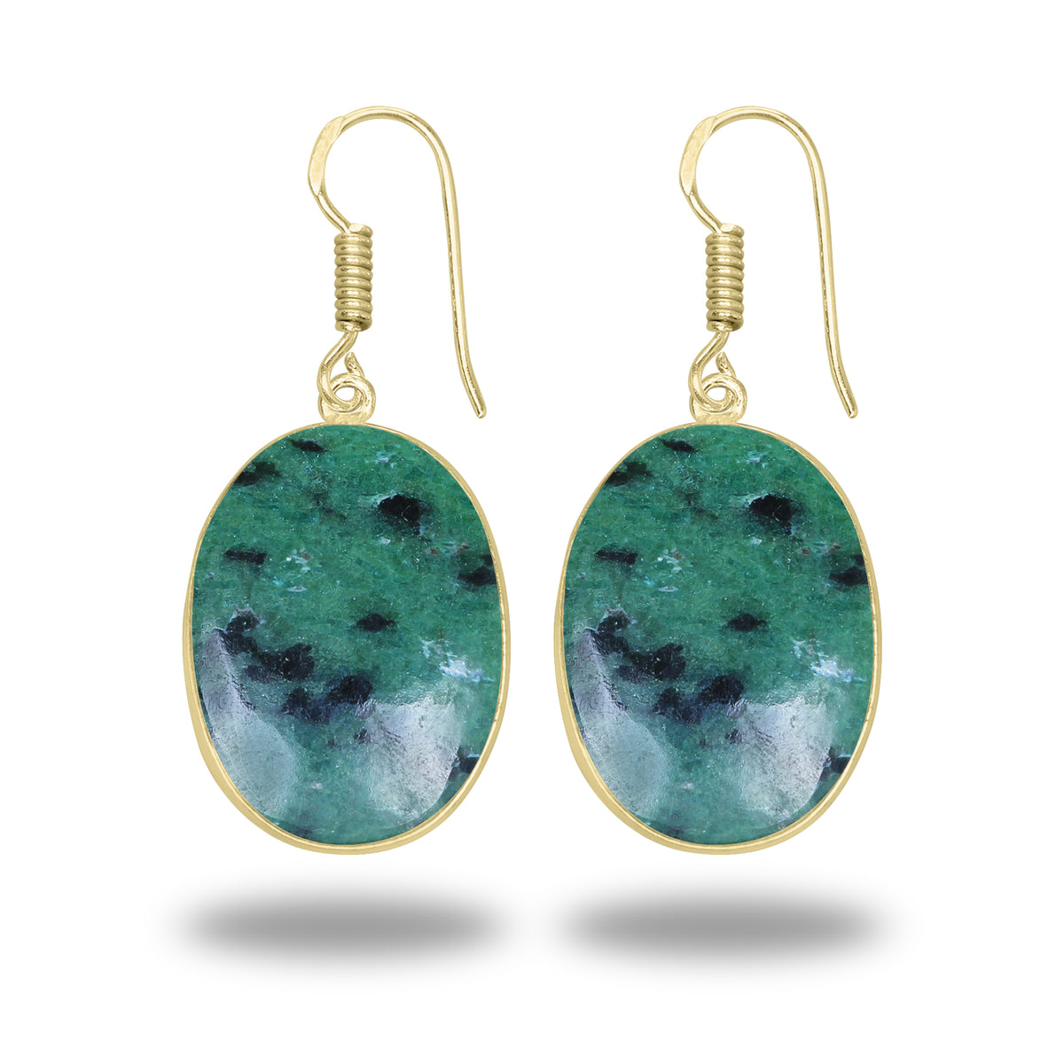 Ruby Zoisite Earrings – 18K Gold-Plated Bezel, Handmade Minimal Design | Made to Order