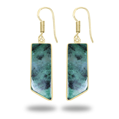 Ruby Zoisite Earrings – 18K Gold-Plated Bezel, Handmade Minimal Design | Made to Order