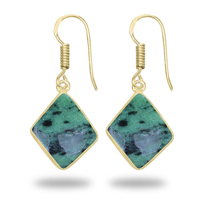 Ruby Zoisite Earrings – 18K Gold-Plated Bezel, Handmade Minimal Design | Made to Order