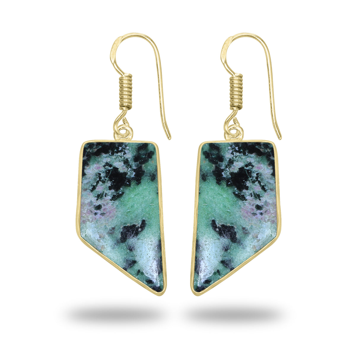Ruby Zoisite Earrings – 18K Gold-Plated Bezel, Handmade Minimal Design | Made to Order
