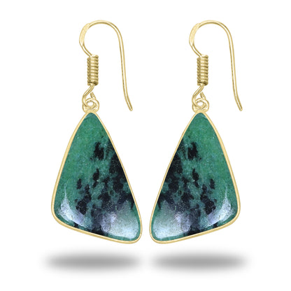 Ruby Zoisite Earrings – 18K Gold-Plated Bezel, Handmade Minimal Design | Made to Order