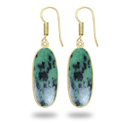 Ruby Zoisite Earrings – 18K Gold-Plated Bezel, Handmade Minimal Design | Made to Order