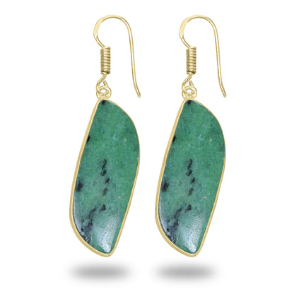 Ruby Zoisite Earrings – 18K Gold-Plated Bezel, Handmade Minimal Design | Made to Order