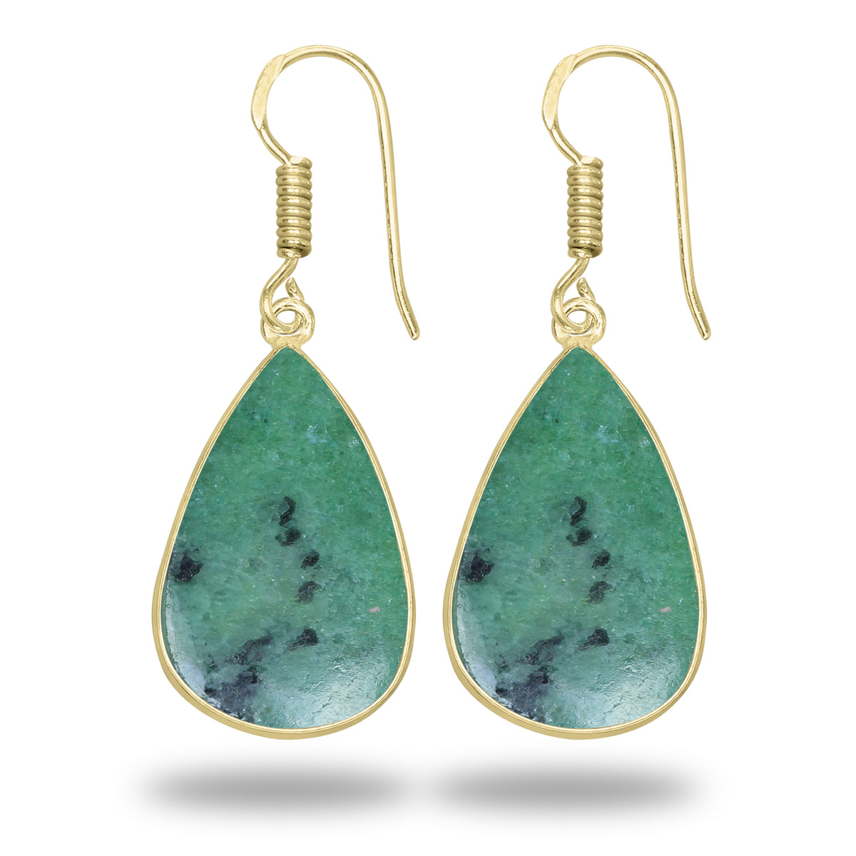 Ruby Zoisite Earrings – 18K Gold-Plated Bezel, Handmade Minimal Design | Made to Order