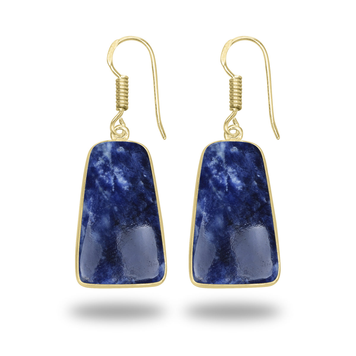 Sodalite Earrings – 18K Gold-Plated Bezel, Handmade Minimal Design | Made to Order