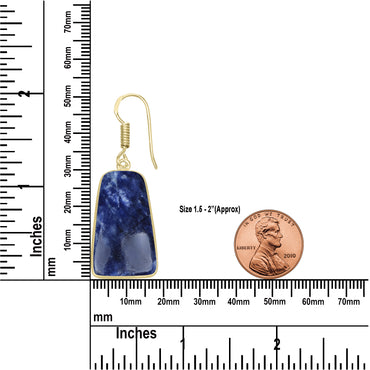 Sodalite Earrings – 18K Gold-Plated Bezel, Handmade Minimal Design | Made to Order