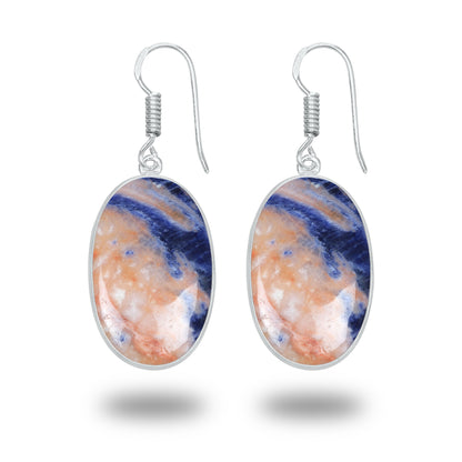 Sodalite Earrings – Minimalist, Silver-Plated | Wholesale & Handmade