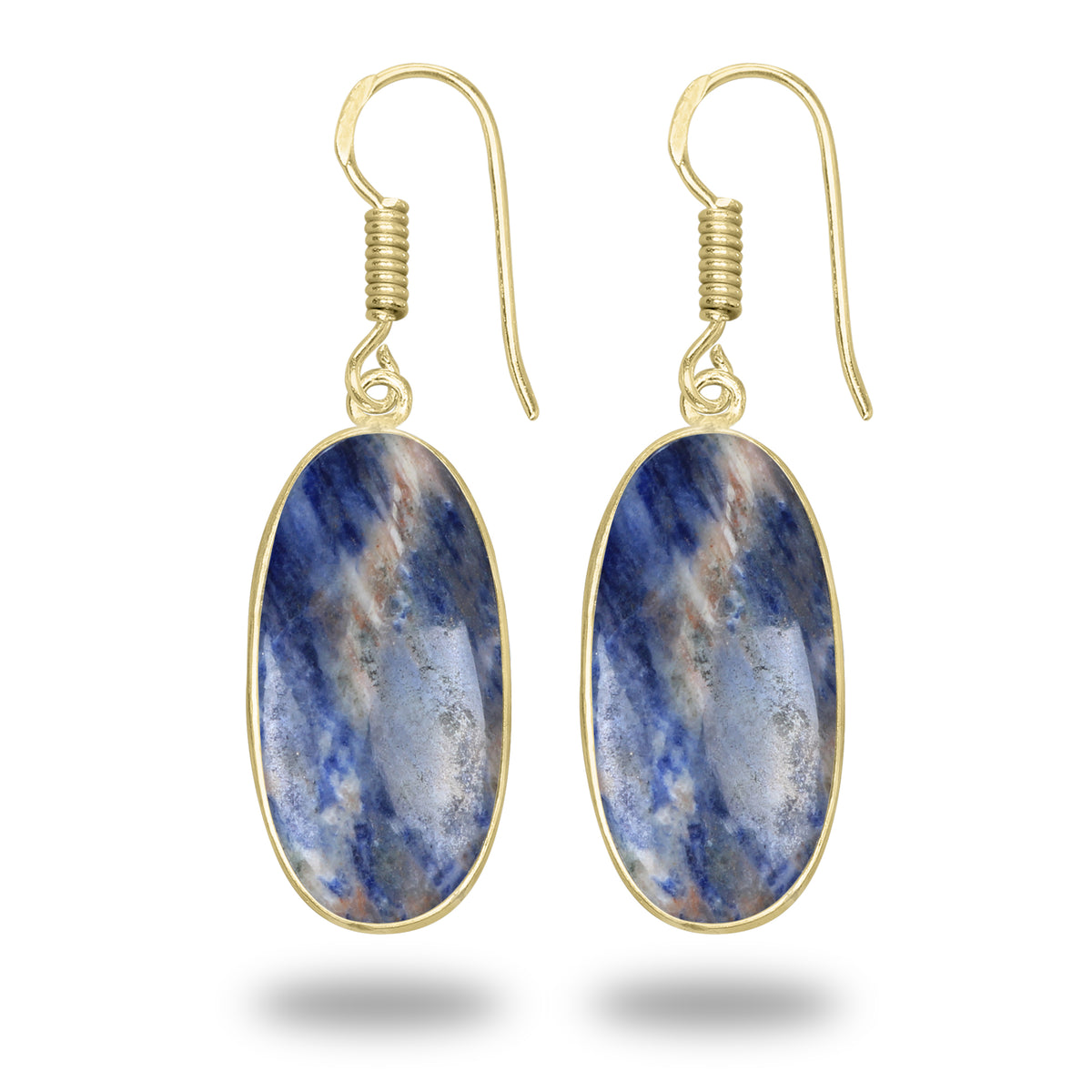 Sodalite Earrings – 18K Gold-Plated Bezel, Handmade Minimal Design | Made to Order