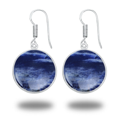 Sodalite Earrings – Minimalist, Silver-Plated | Wholesale & Handmade