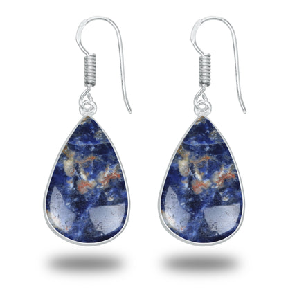 Sodalite Earrings – Minimalist, Silver-Plated | Wholesale & Handmade