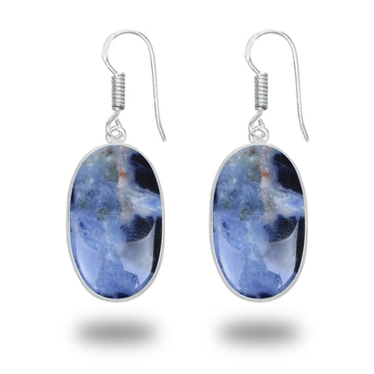 Sodalite Earrings – Minimalist, Silver-Plated | Wholesale & Handmade