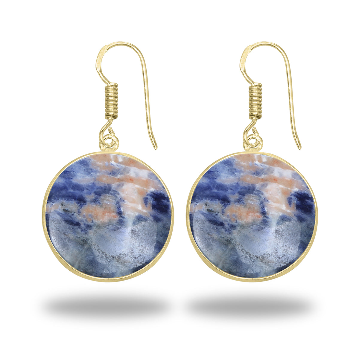 Sodalite Earrings – 18K Gold-Plated Bezel, Handmade Minimal Design | Made to Order