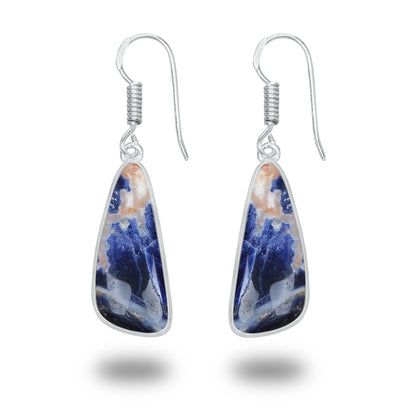 Sodalite Earrings – Minimalist, Silver-Plated | Wholesale & Handmade