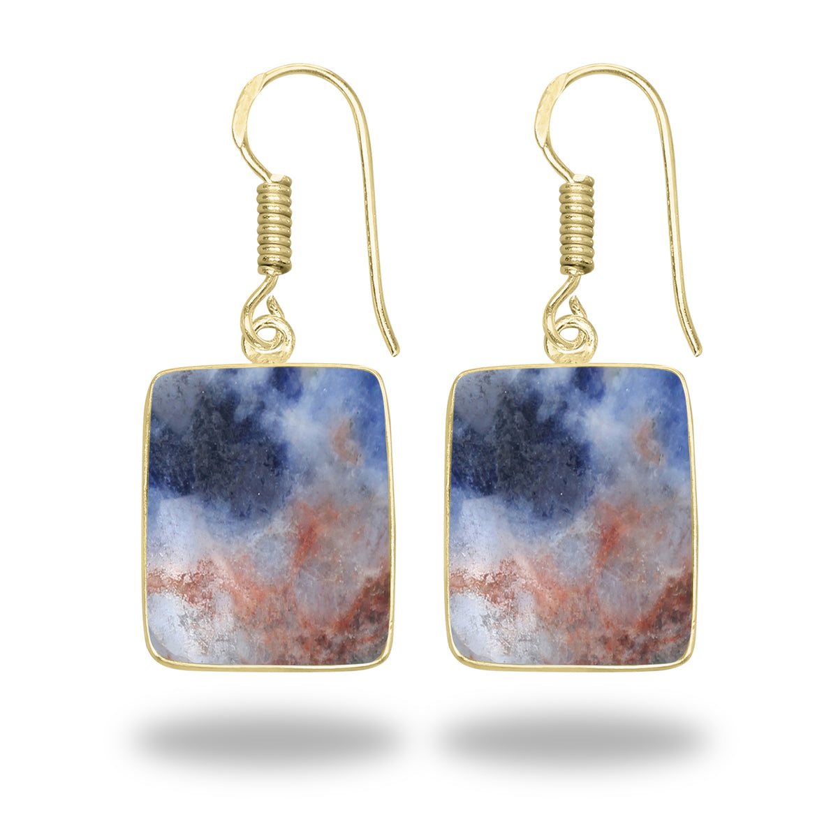 Sodalite Earrings – 18K Gold-Plated Bezel, Handmade Minimal Design | Made to Order