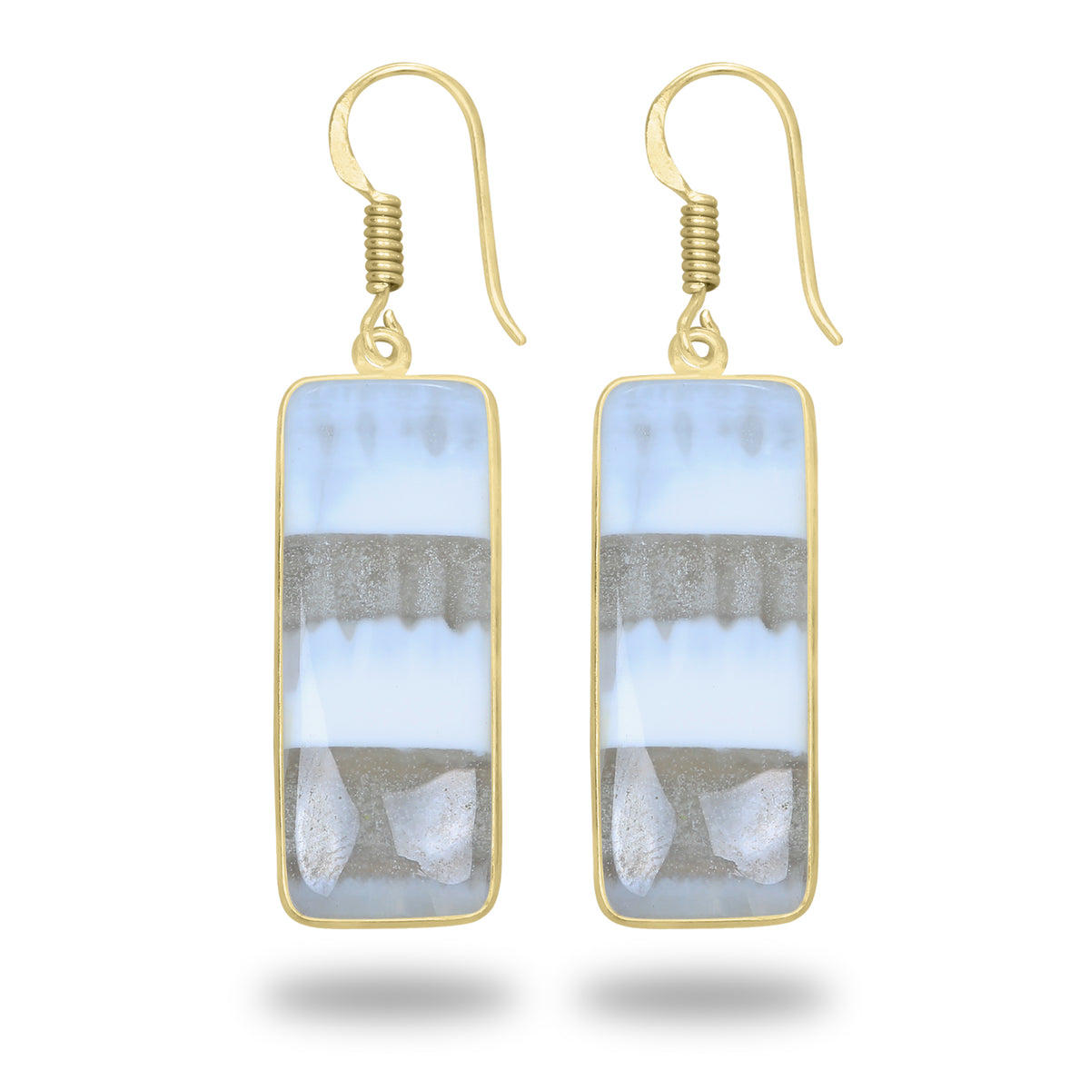 Owyhee Opal Earrings – 18K Gold-Plated Bezel, Handmade Minimal Design | Made to Order