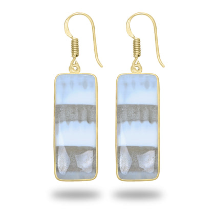 Owyhee Opal Earrings – 18K Gold-Plated Bezel, Handmade Minimal Design | Made to Order