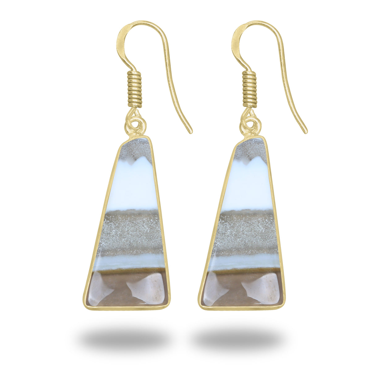 Owyhee Opal Earrings – 18K Gold-Plated Bezel, Handmade Minimal Design | Made to Order