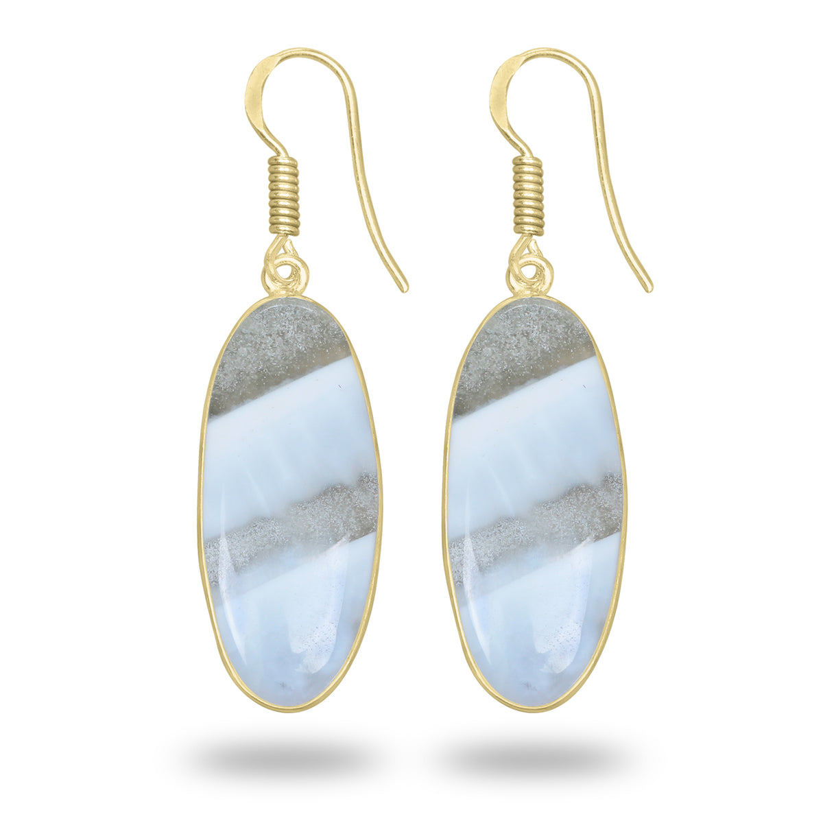 Owyhee Opal Earrings – 18K Gold-Plated Bezel, Handmade Minimal Design | Made to Order