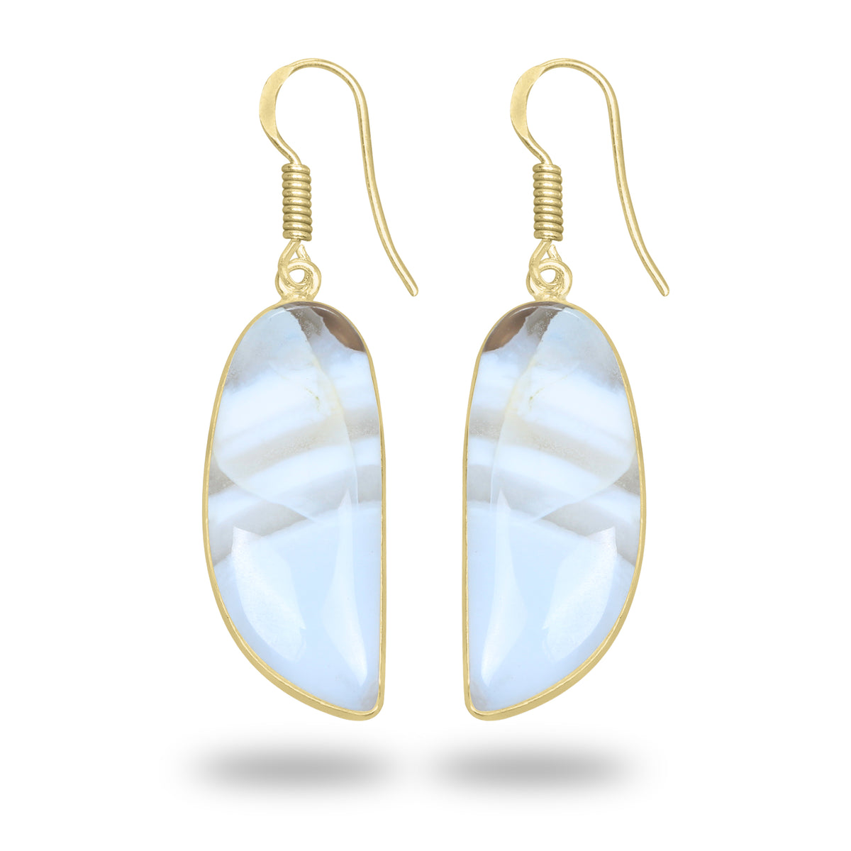 Owyhee Opal Earrings – 18K Gold-Plated Bezel, Handmade Minimal Design | Made to Order