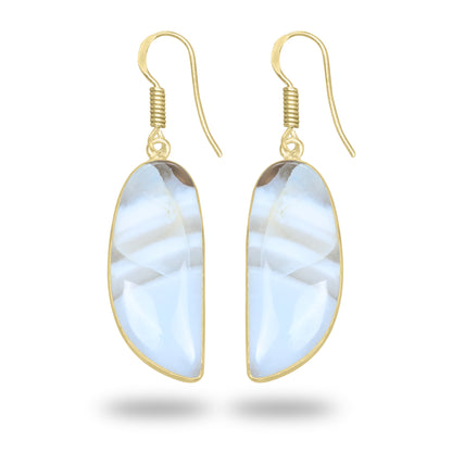 Owyhee Opal Earrings – 18K Gold-Plated Bezel, Handmade Minimal Design | Made to Order