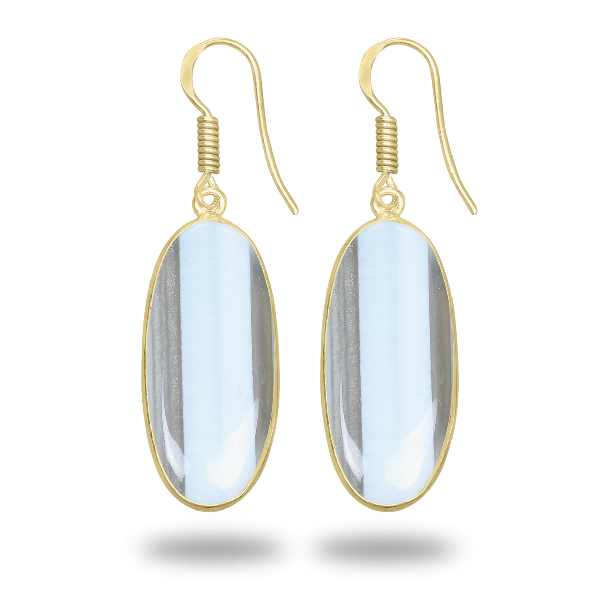 Owyhee Opal Earrings – 18K Gold-Plated Bezel, Handmade Minimal Design | Made to Order