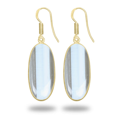 Owyhee Opal Earrings – 18K Gold-Plated Bezel, Handmade Minimal Design | Made to Order