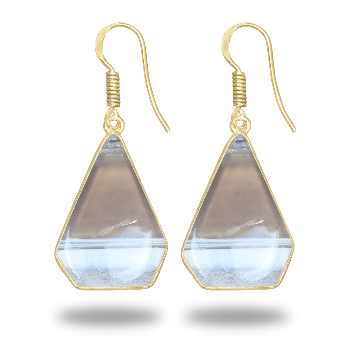 Owyhee Opal Earrings – 18K Gold-Plated Bezel, Handmade Minimal Design | Made to Order
