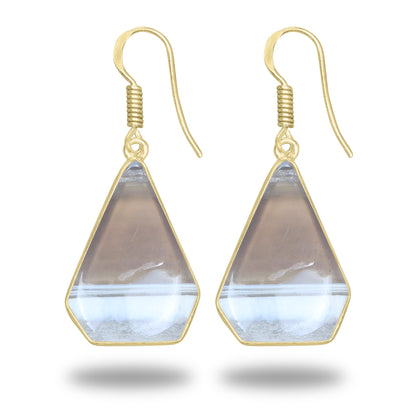 Owyhee Opal Earrings – 18K Gold-Plated Bezel, Handmade Minimal Design | Made to Order