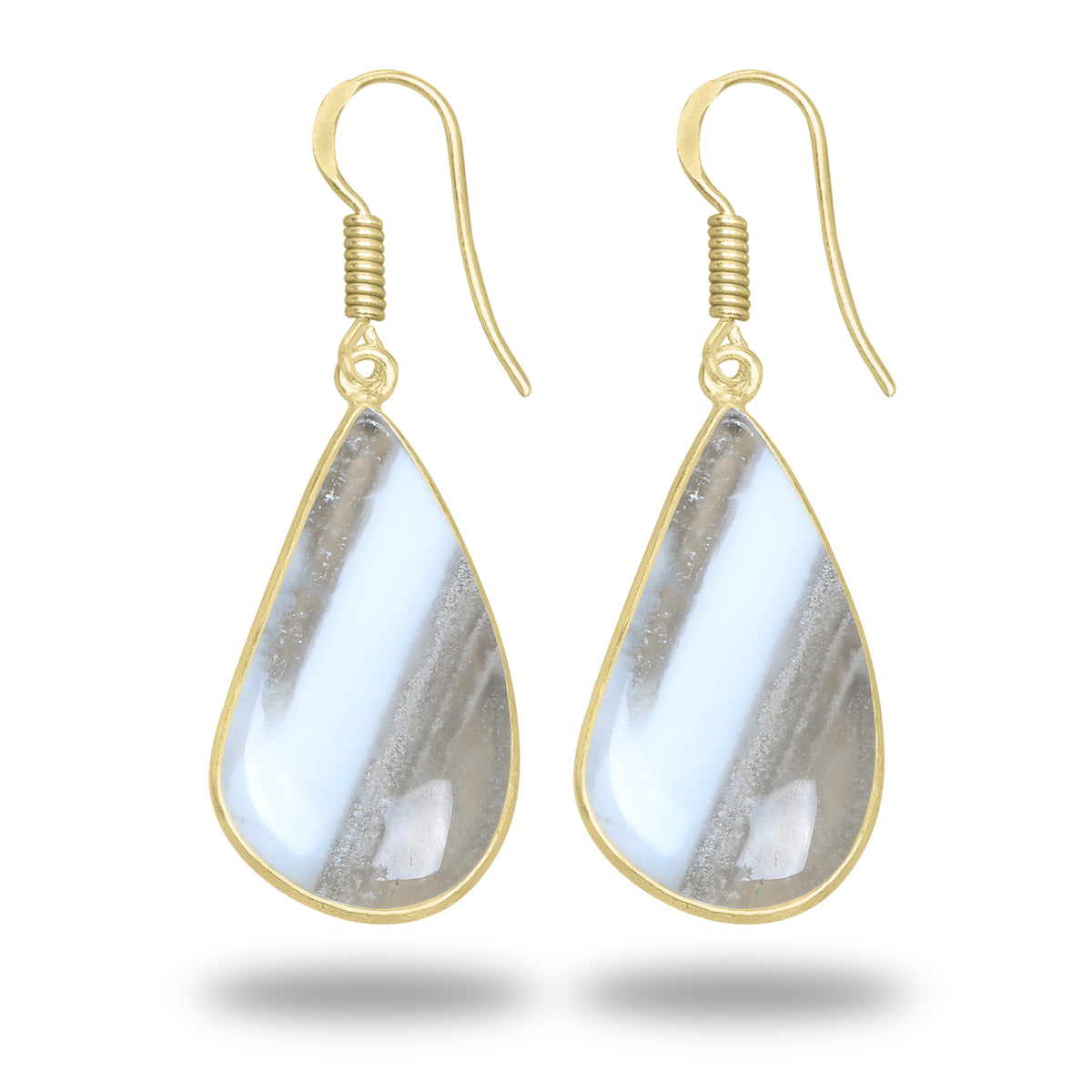 Owyhee Opal Earrings – 18K Gold-Plated Bezel, Handmade Minimal Design | Made to Order
