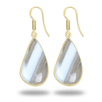 Owyhee Opal Earrings – 18K Gold-Plated Bezel, Handmade Minimal Design | Made to Order