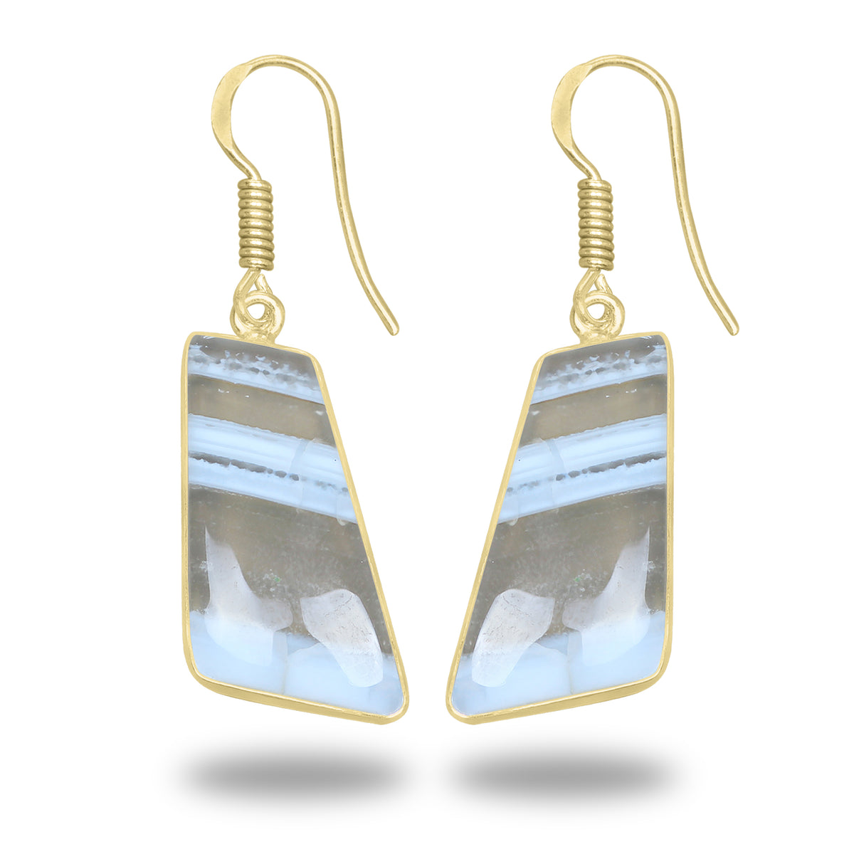 Owyhee Opal Earrings – 18K Gold-Plated Bezel, Handmade Minimal Design | Made to Order