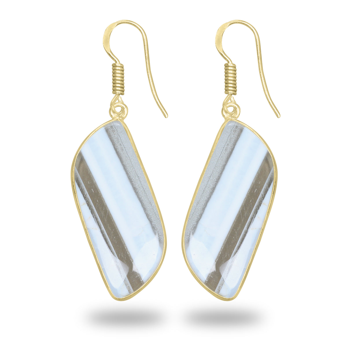 Owyhee Opal Earrings – 18K Gold-Plated Bezel, Handmade Minimal Design | Made to Order