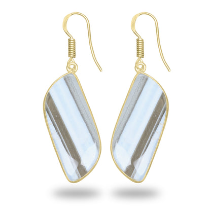 Owyhee Opal Earrings – 18K Gold-Plated Bezel, Handmade Minimal Design | Made to Order