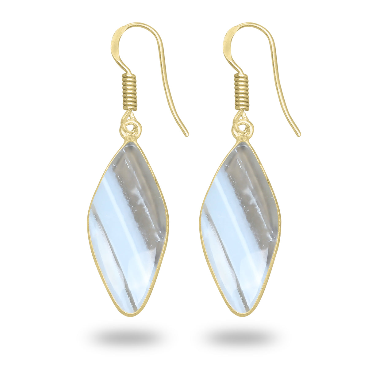 Owyhee Opal Earrings – 18K Gold-Plated Bezel, Handmade Minimal Design | Made to Order
