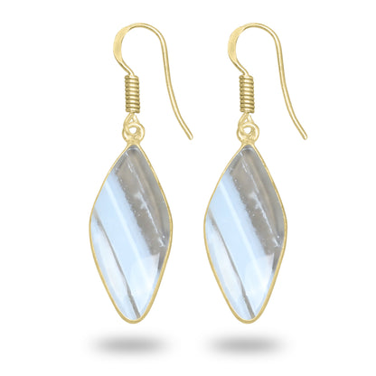 Owyhee Opal Earrings – 18K Gold-Plated Bezel, Handmade Minimal Design | Made to Order