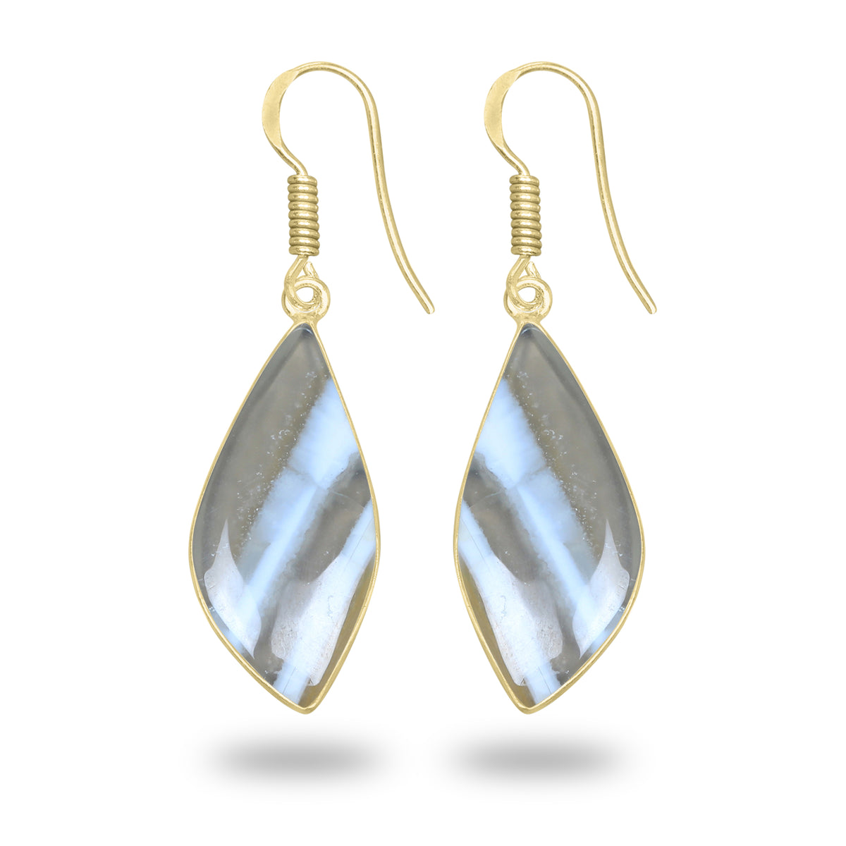 Owyhee Opal Earrings – 18K Gold-Plated Bezel, Handmade Minimal Design | Made to Order