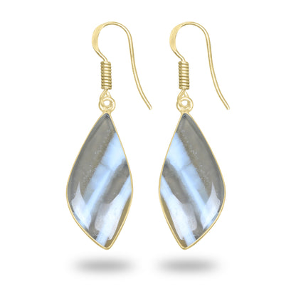 Owyhee Opal Earrings – 18K Gold-Plated Bezel, Handmade Minimal Design | Made to Order