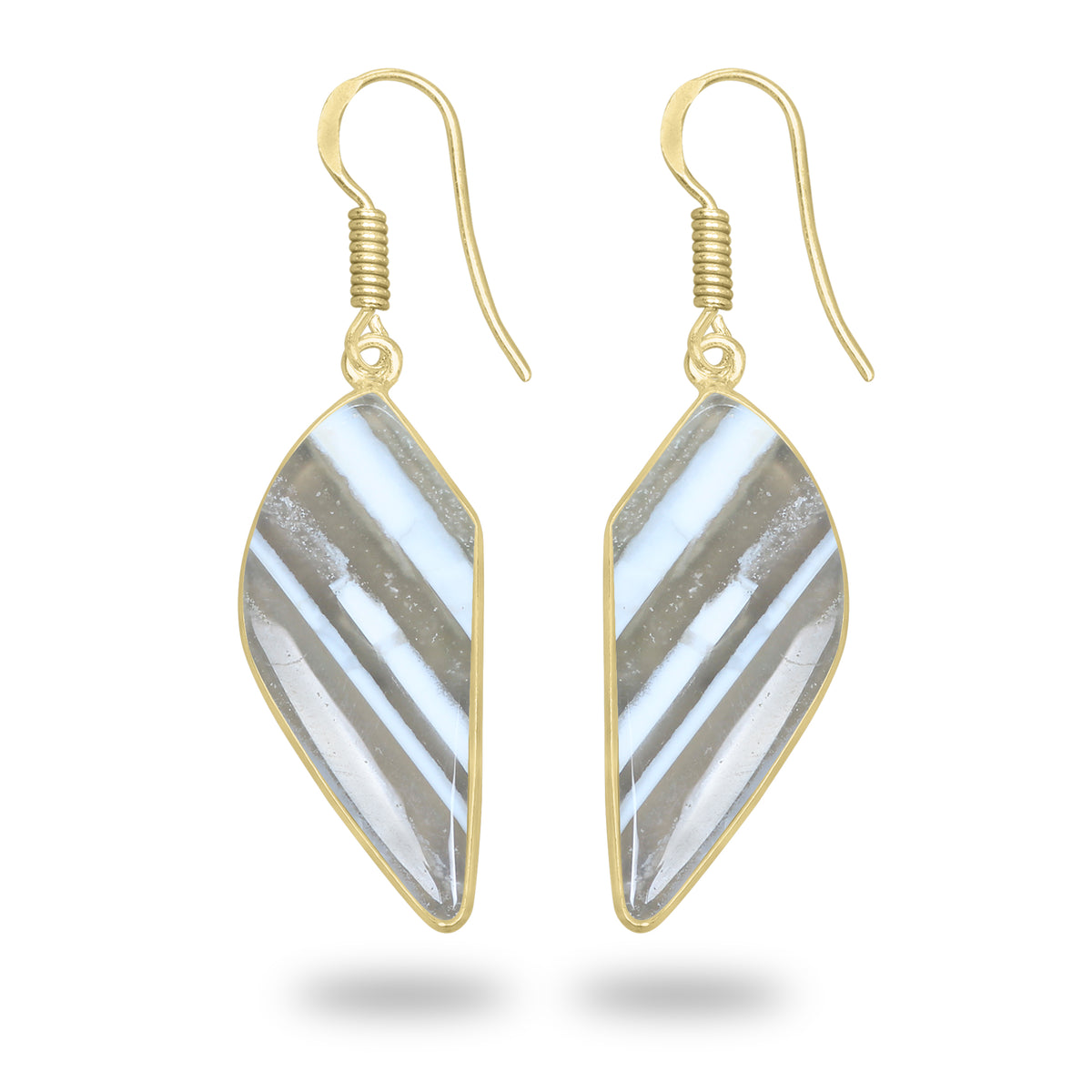 Owyhee Opal Earrings – 18K Gold-Plated Bezel, Handmade Minimal Design | Made to Order