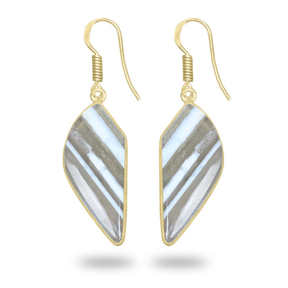 Owyhee Opal Earrings – 18K Gold-Plated Bezel, Handmade Minimal Design | Made to Order