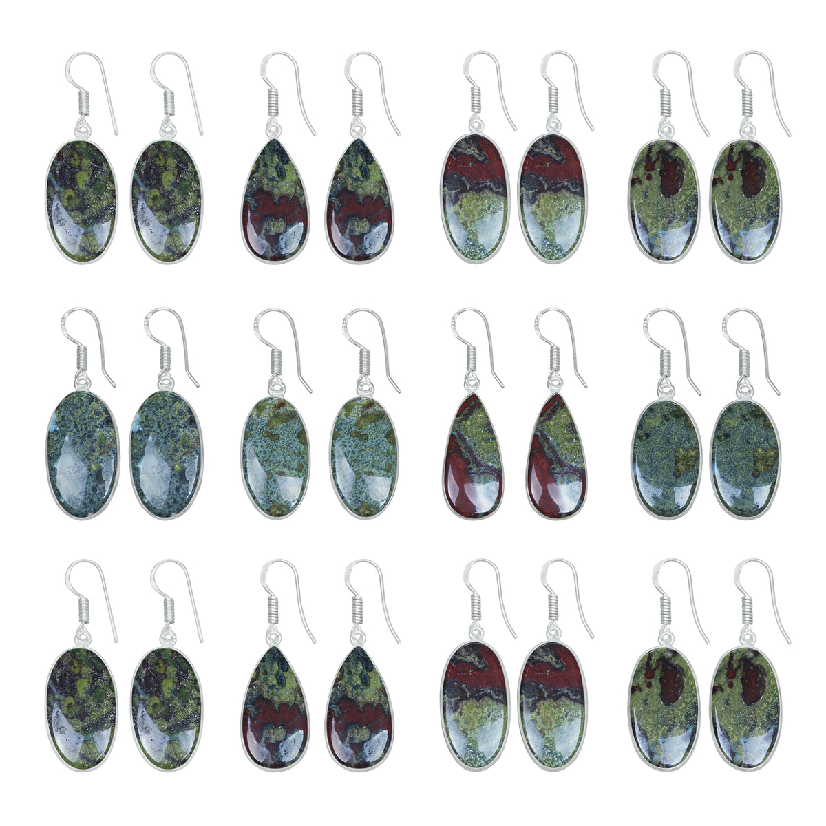 Dragon Blood Jasper Earrings – Minimalist, Silver-Plated | Wholesale & Handmade