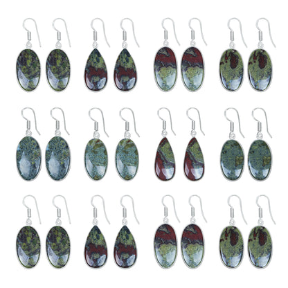 Dragon Blood Jasper Earrings – Minimalist, Silver-Plated | Wholesale & Handmade