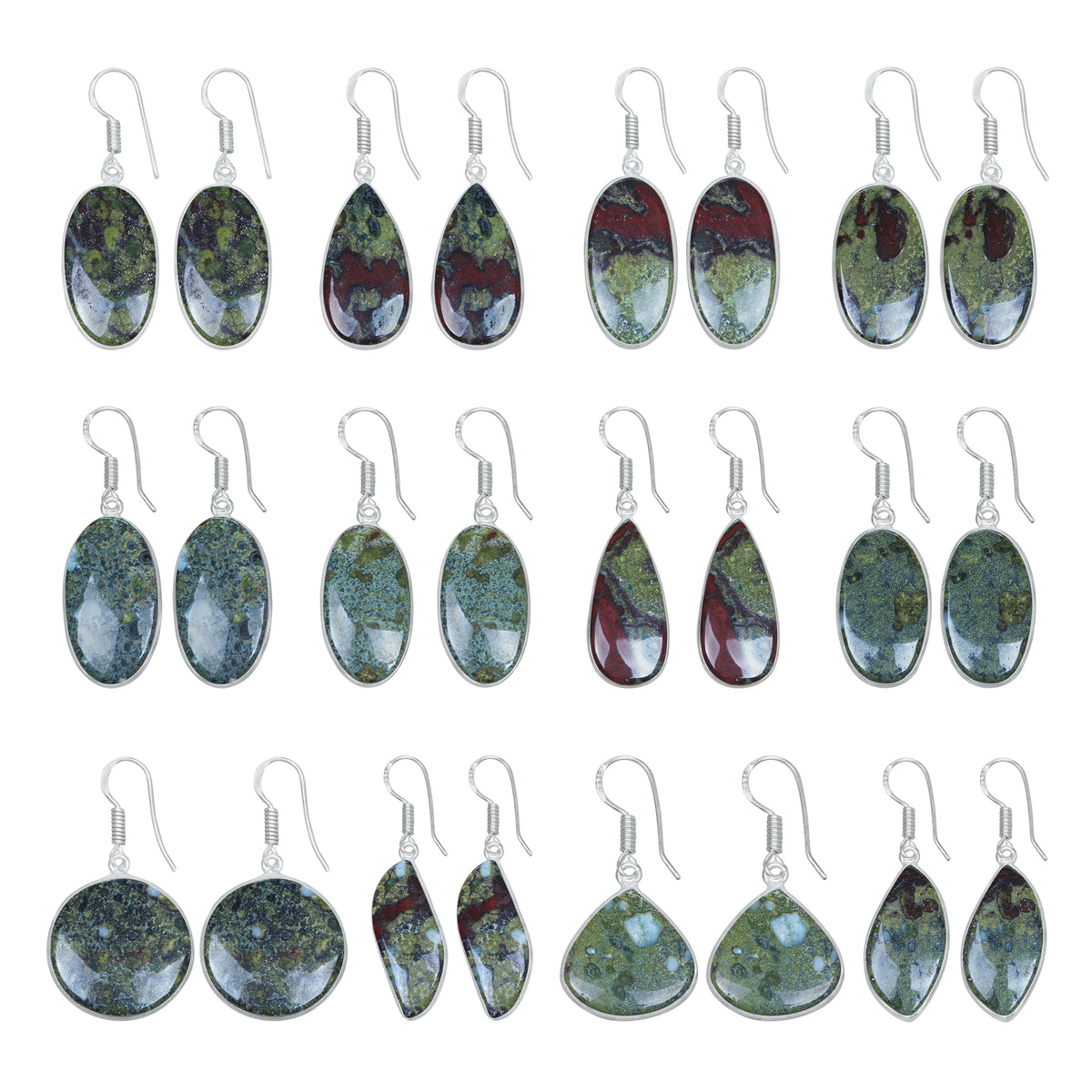 Dragon Blood Jasper Earrings – Minimalist, Silver-Plated | Wholesale & Handmade